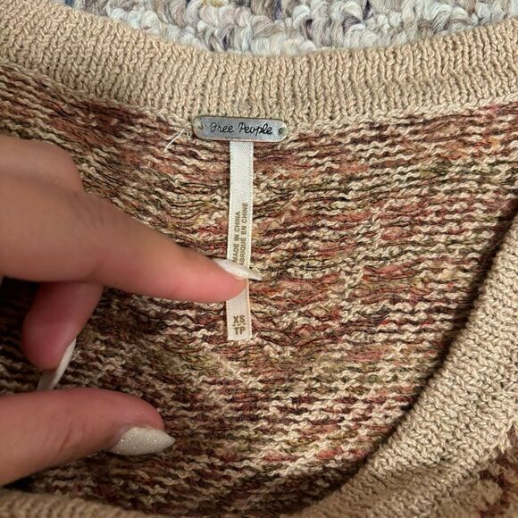 Free People Desert Rose Boho Wool Knit Bell Sleeve Sweater Y2K Tunic- Size XS - Picture 6 of 9